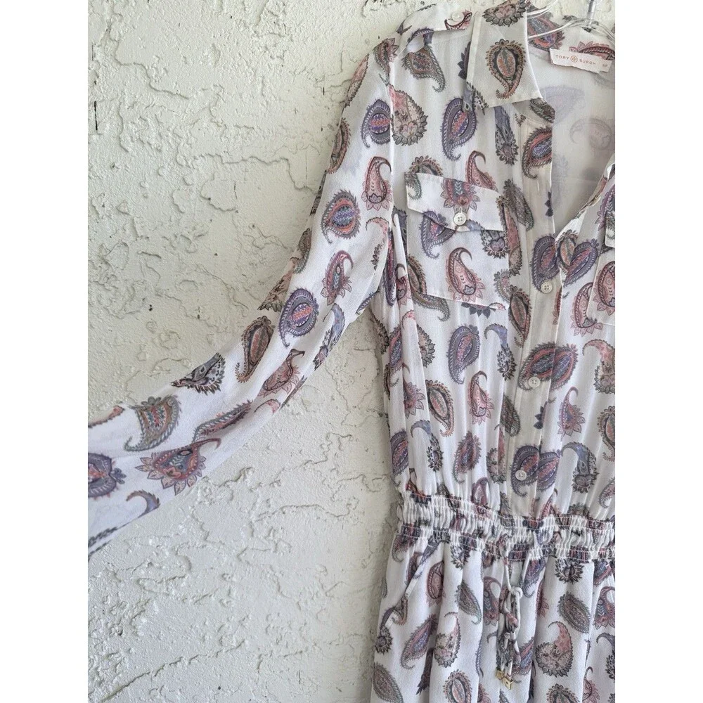TORY BURCH Brigitte Paisley Print 100% Silk Romper Size S